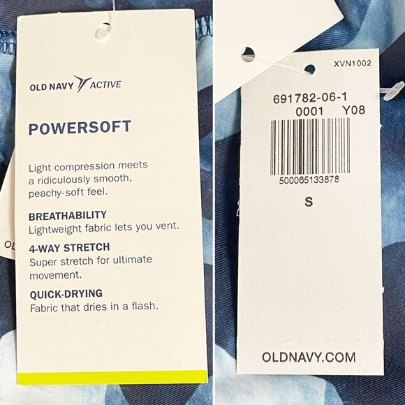 NWT Old Navy Active Powersoft Joggers Size Small Blue Camo Crop High Rise Go-Dry - Picture 9 of 12